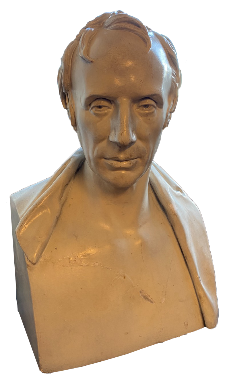 Photograph of a bust of William Wordsworth head to breast